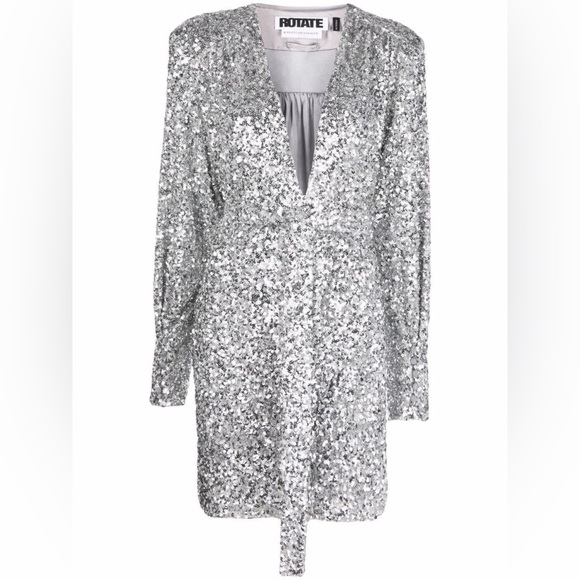 ROTATE Samantha silver sequined mini wrap dress - Picture 5 of 6